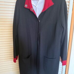 Chico's Black Coat with Red Trim